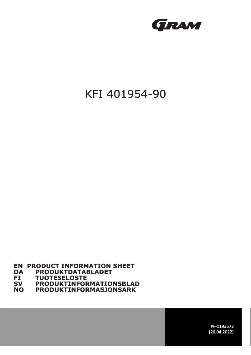 Página 1 del manual Ficha técnica Gram KFI 401954-90