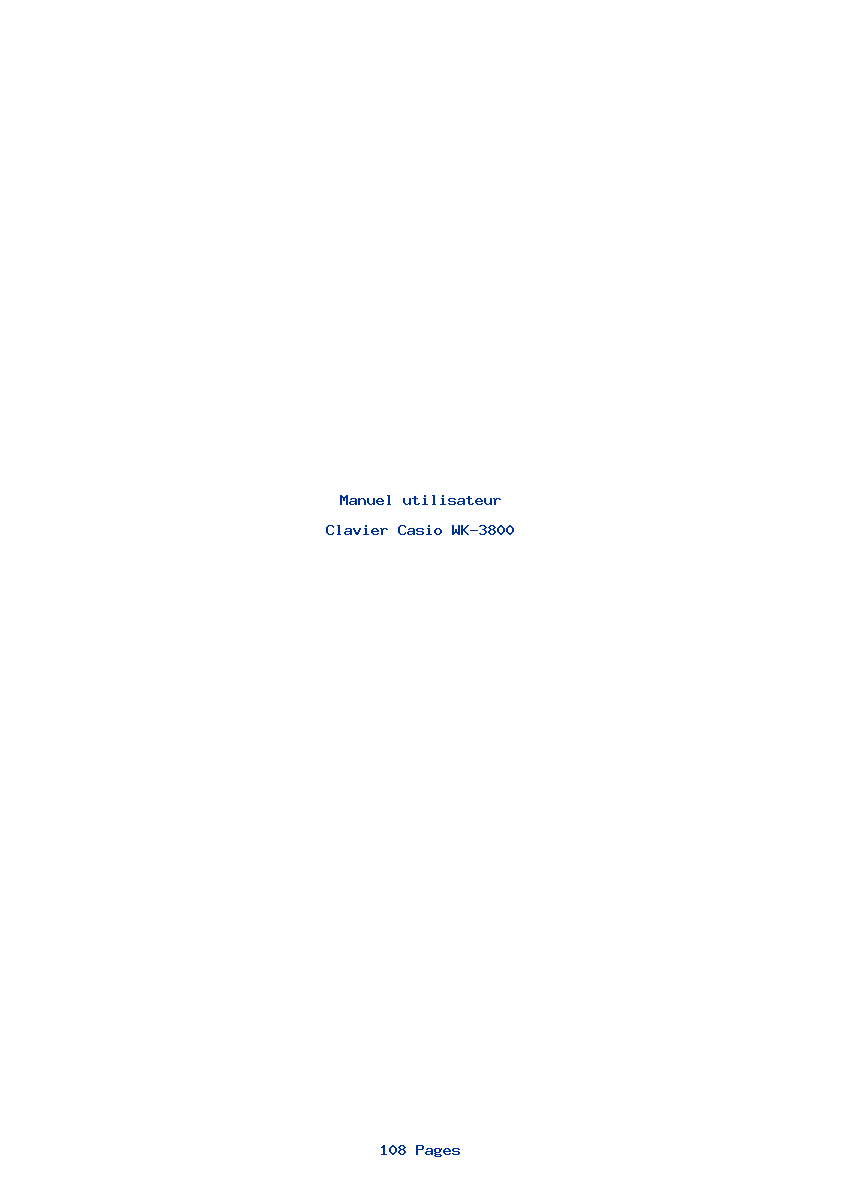 Page 1 de la notice Manuel utilisateur Casio WK-3800