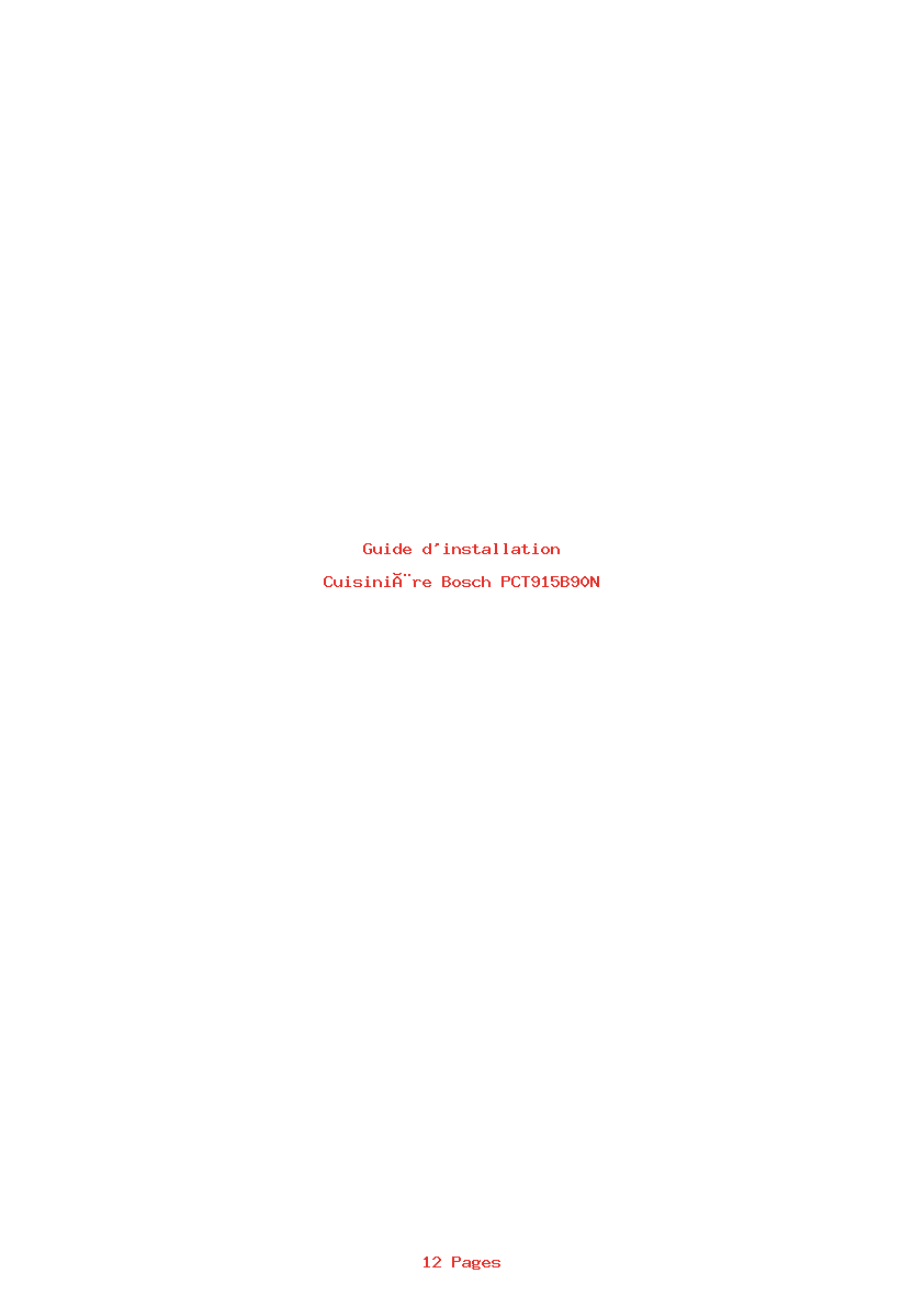 Page 1 de la notice Guide d'installation Bosch PCT915B90N