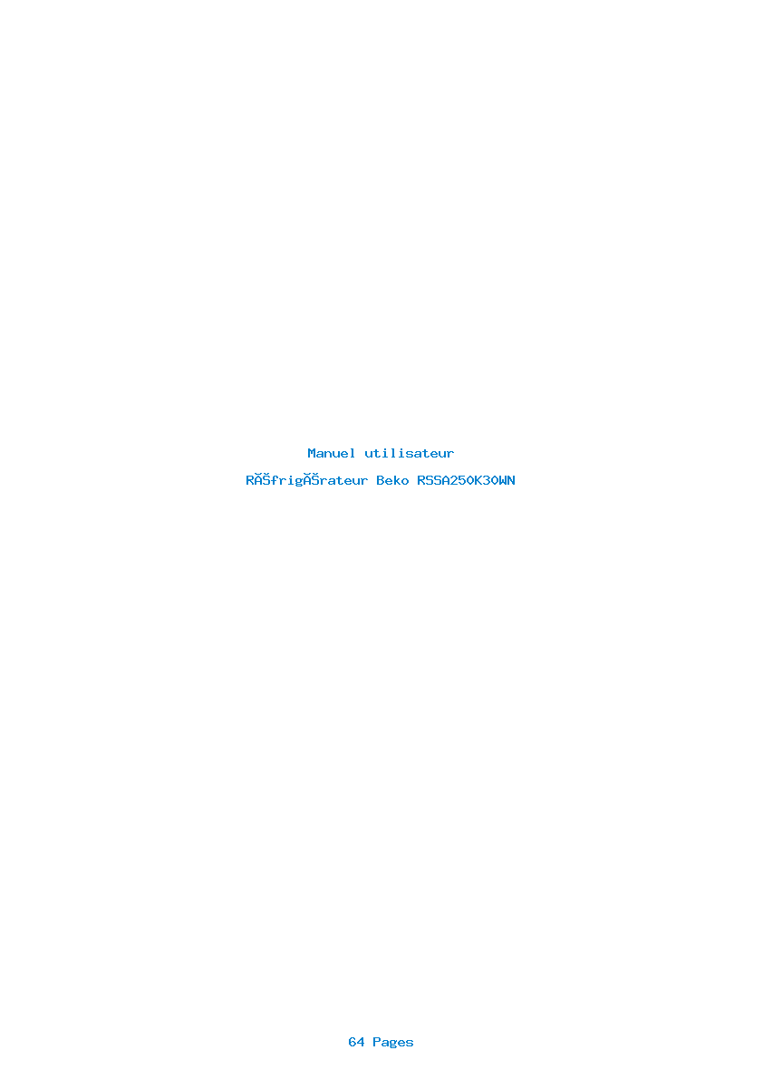Page 1 de la notice Manuel utilisateur Beko RSSA250K30WN