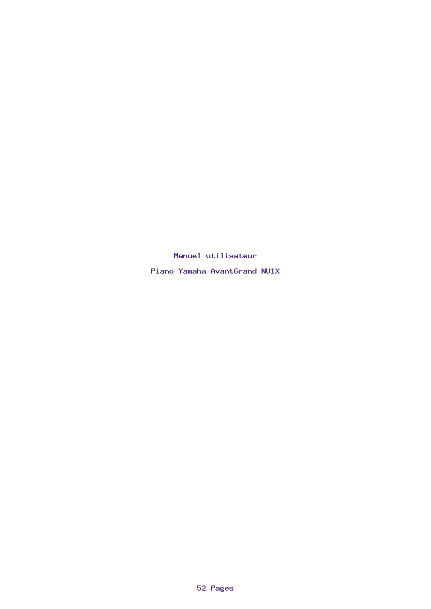 Page 1 de la notice Manuel utilisateur Yamaha AvantGrand NU1X