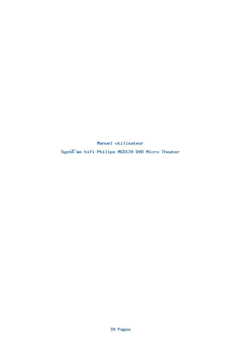 Page 1 de la notice Manuel utilisateur Philips MCD139 DVD Micro Theater