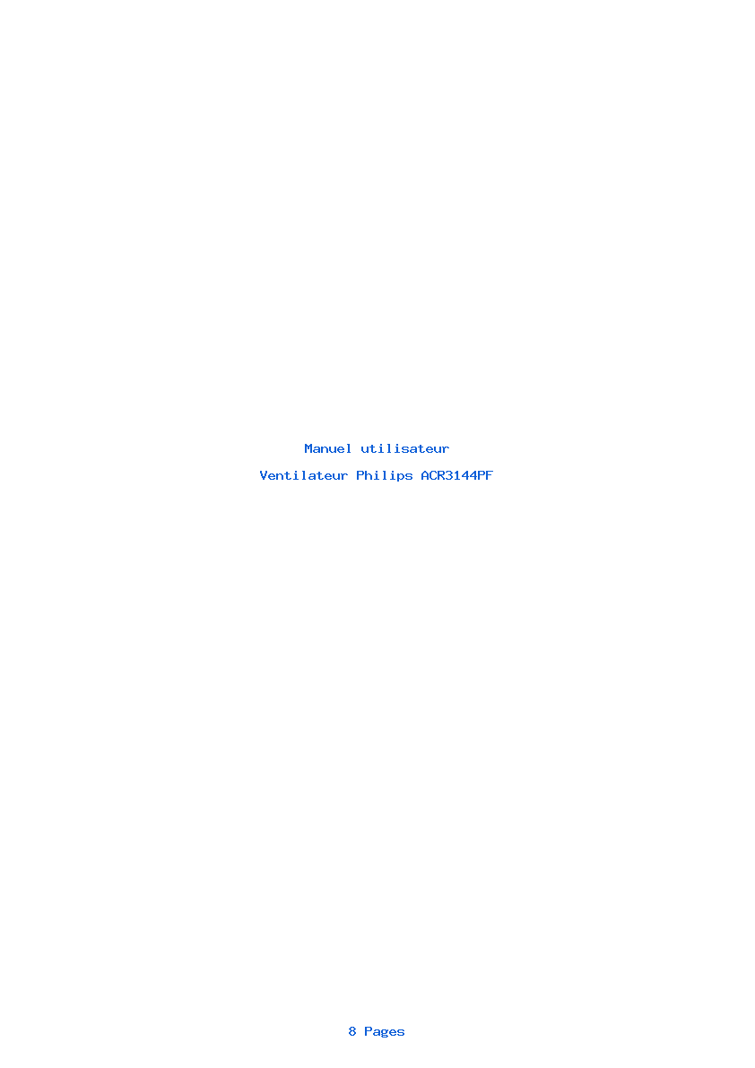 Page 1 de la notice Manuel utilisateur Philips ACR3144PF