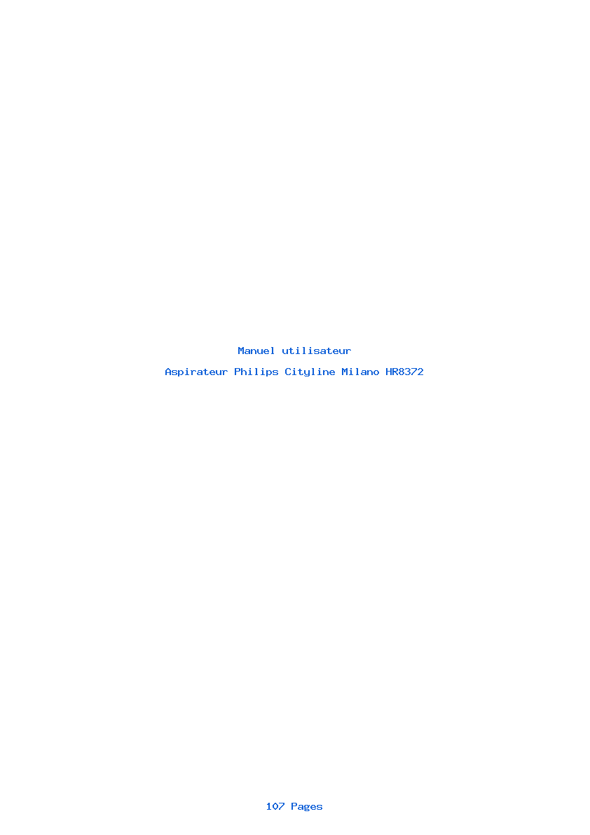 Page 1 de la notice Manuel utilisateur Philips Cityline Milano HR8372