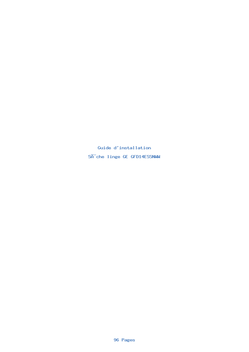 Page 1 de la notice Guide d'installation GE GFD14ESSNWW