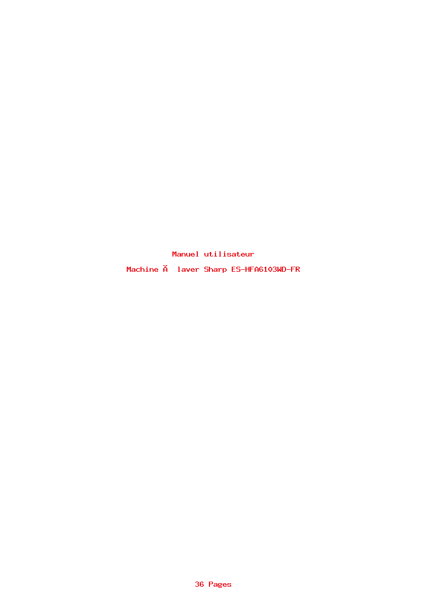 Page 1 de la notice Manuel utilisateur Sharp ES-HFA6103WD-FR