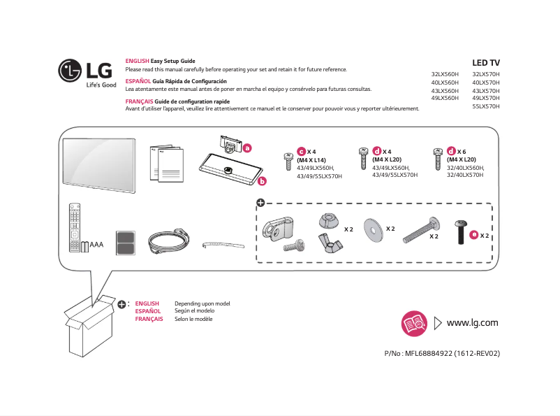 Page 1 de la notice Manuel utilisateur LG 32LX560H