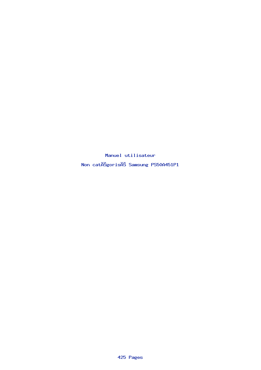 Page 1 de la notice Manuel utilisateur Samsung PS50A451P1