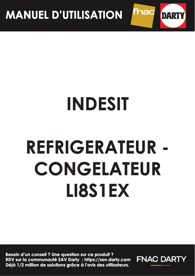 Page 1 de la notice Manuel utilisateur Indesit LI8 S1E X