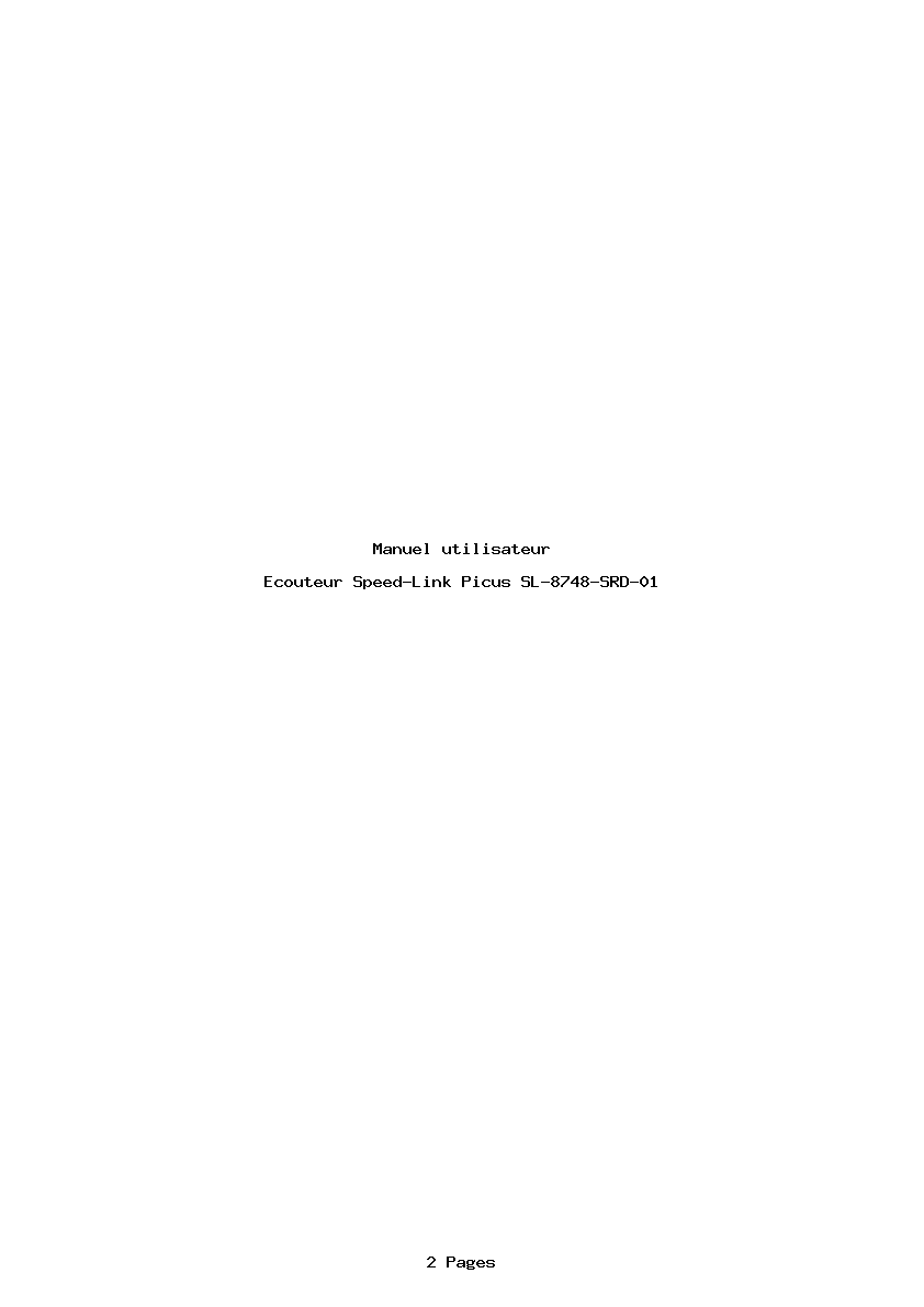 Page 1 de la notice Manuel utilisateur Speed-Link Picus SL-8748-SRD-01