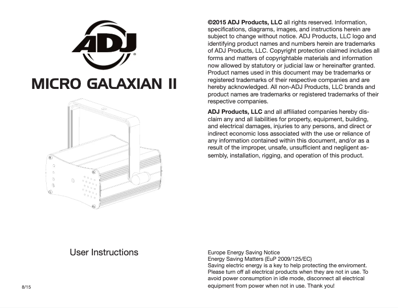 Page 1 of the manual User Manual American DJ Micro Galaxian II