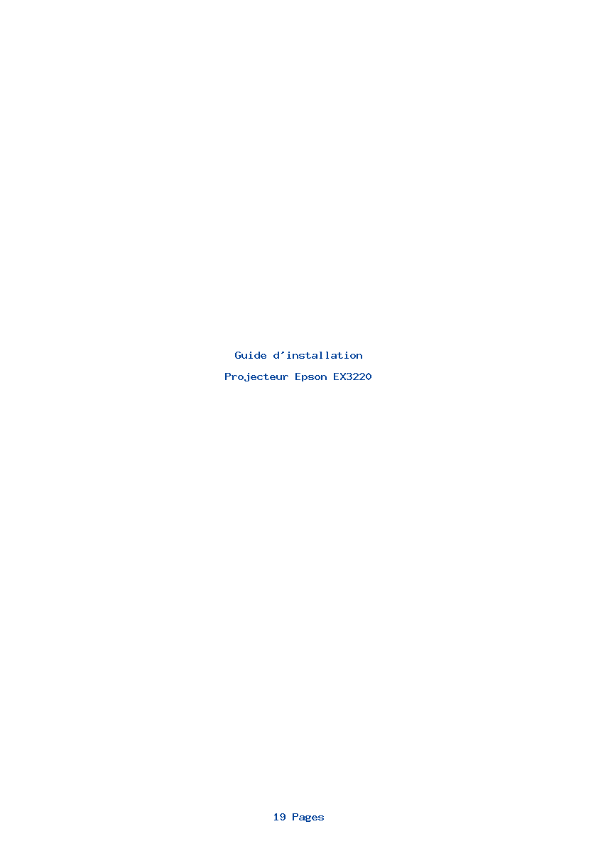 Page 1 de la notice Guide d'installation Epson EX3220