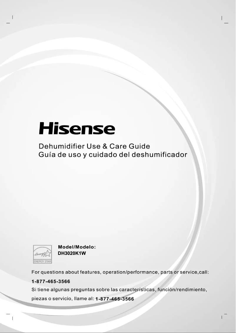Page 1 de la notice Manuel utilisateur Hisense DH3020K1W