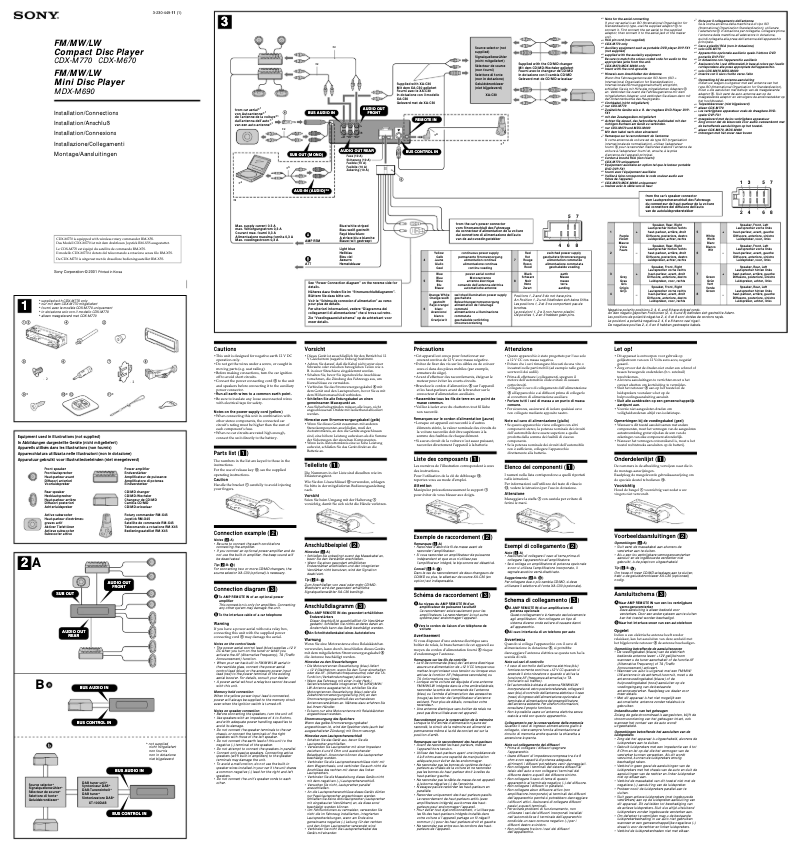 Page 1 de la notice Guide d'installation Sony CDX-M670