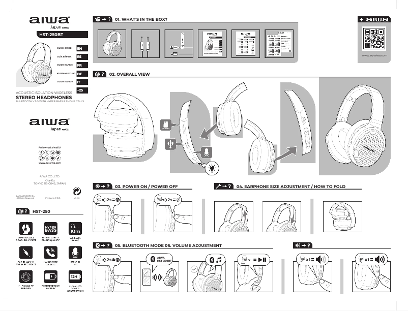 Page 1 de la notice Manuel utilisateur Aiwa HST-250BT