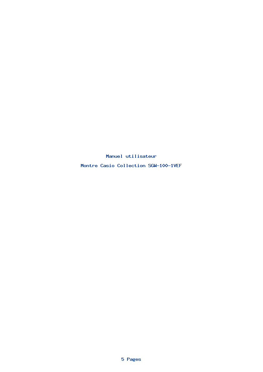 Page 1 de la notice Manuel utilisateur Casio Collection SGW-100-1VEF
