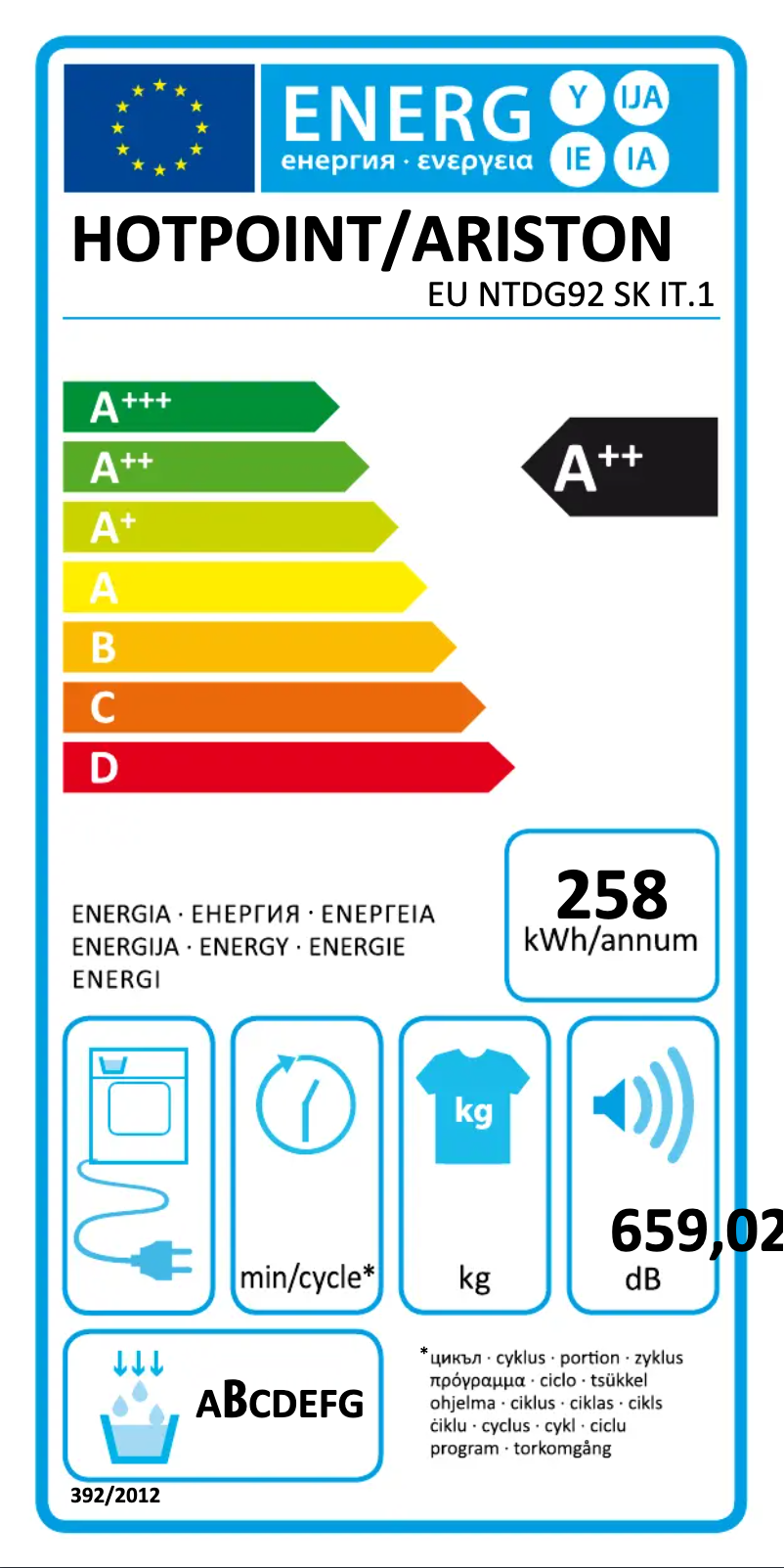 Página 1 del manual Manual de usuario Hotpoint EU NTDG92 SK IT