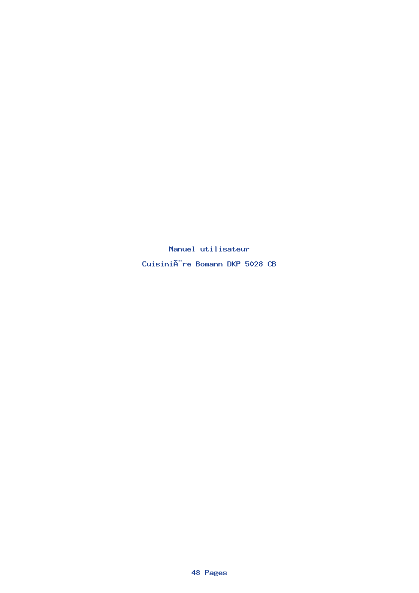 Page 1 de la notice Manuel utilisateur Bomann DKP 5028 CB