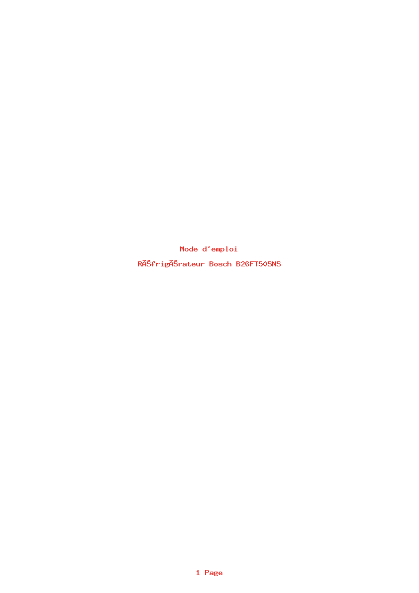 Page 1 de la notice Mode d'emploi Bosch B26FT50SNS
