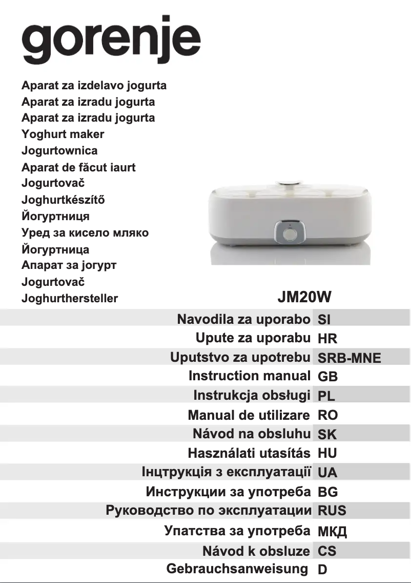 Página 1 del manual Manual de usuario Gorenje JM20W