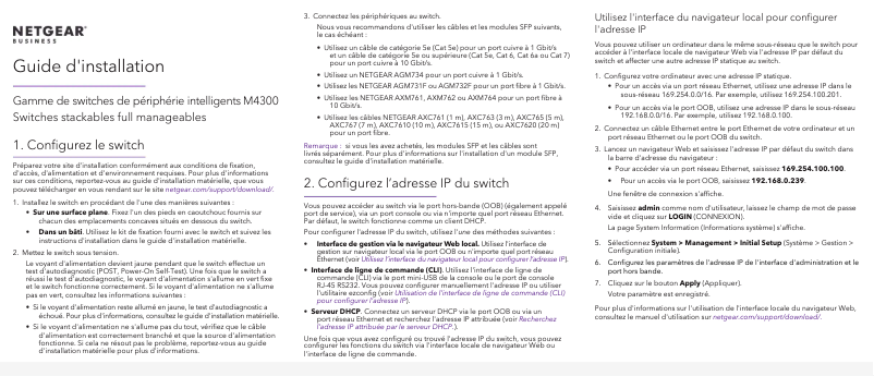 Page 1 de la notice Guide d'installation Netgear M4300-48XF