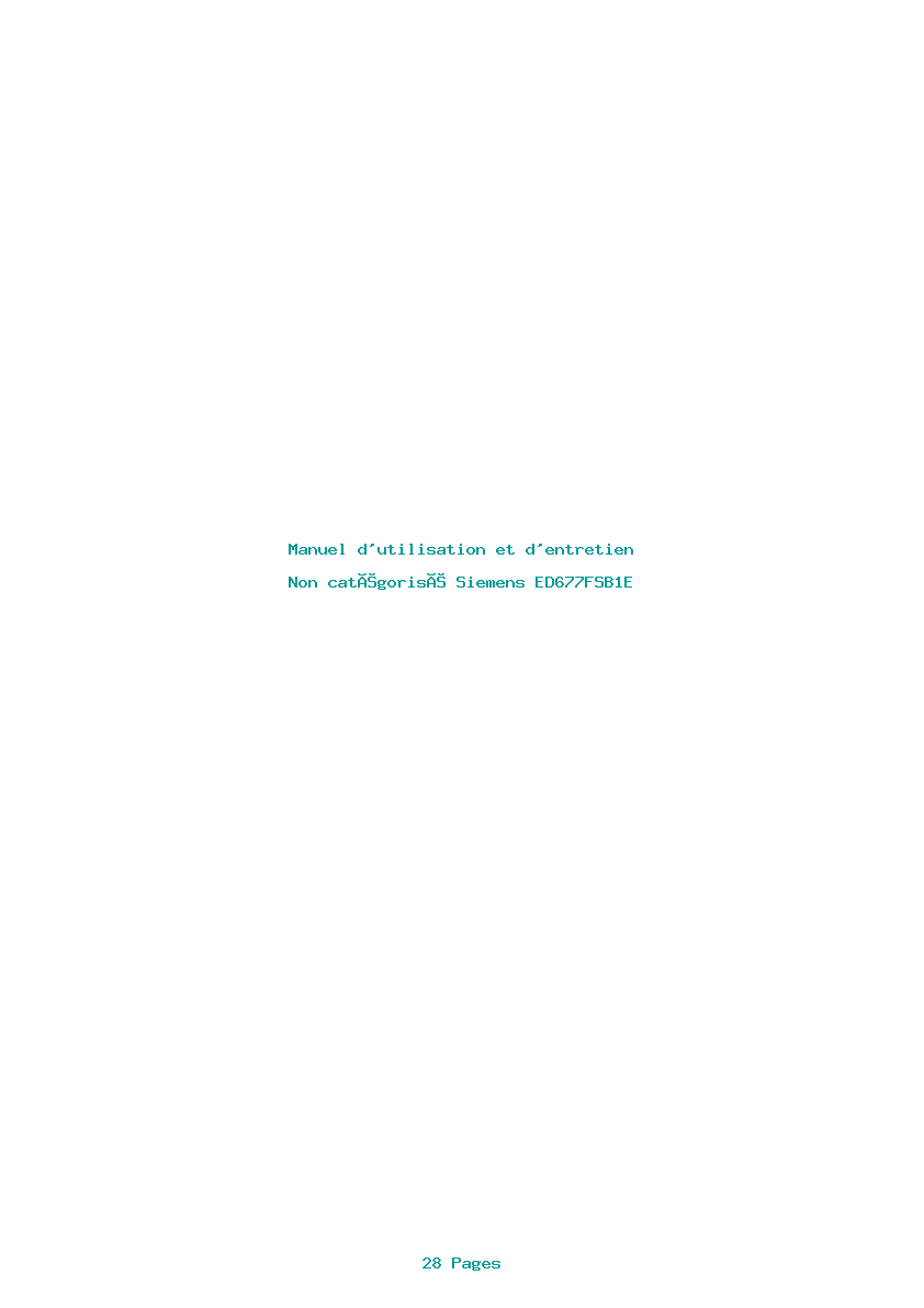 Page 1 de la notice Manuel d'utilisation et d'entretien Siemens ED677FSB1E