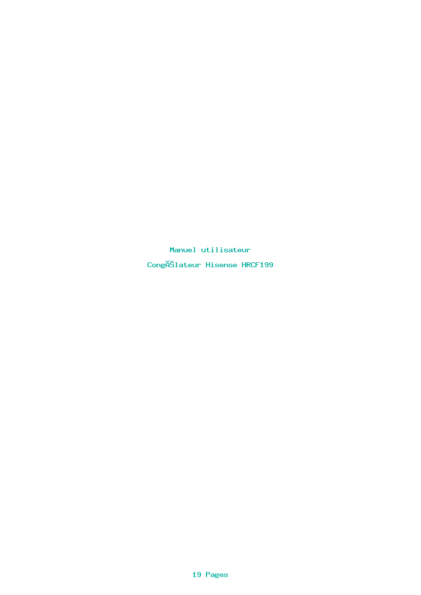 Page 1 de la notice Manuel utilisateur Hisense HRCF199