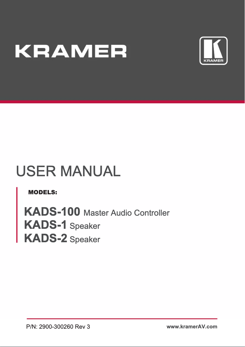 Page 1 of the manual User Manual Kramer KADS-100