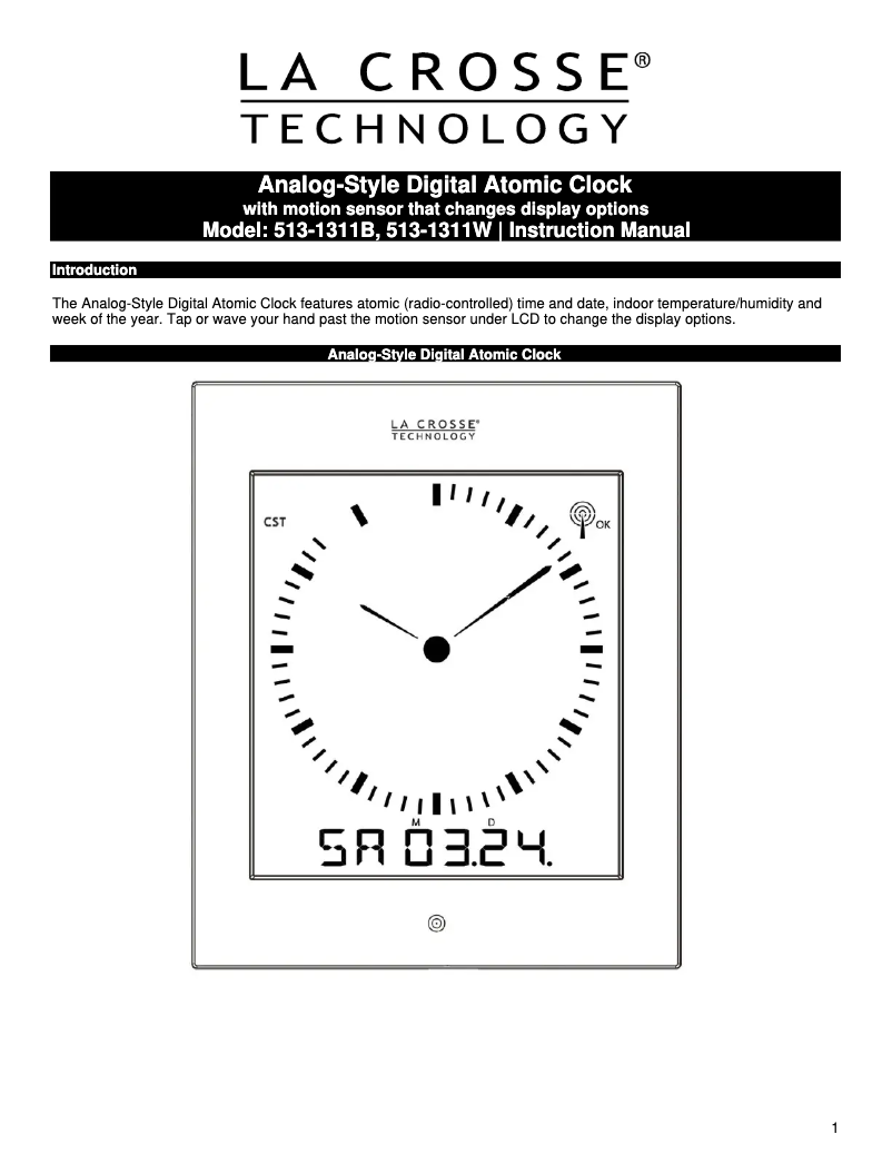 Page 1 de la notice Manuel utilisateur La Crosse Technology 513-1311W