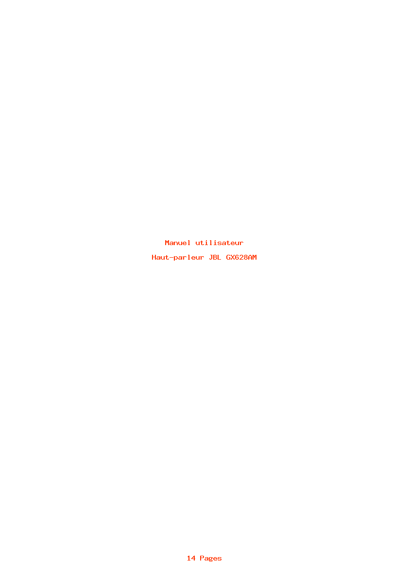 Page 1 de la notice Manuel utilisateur JBL GX628AM