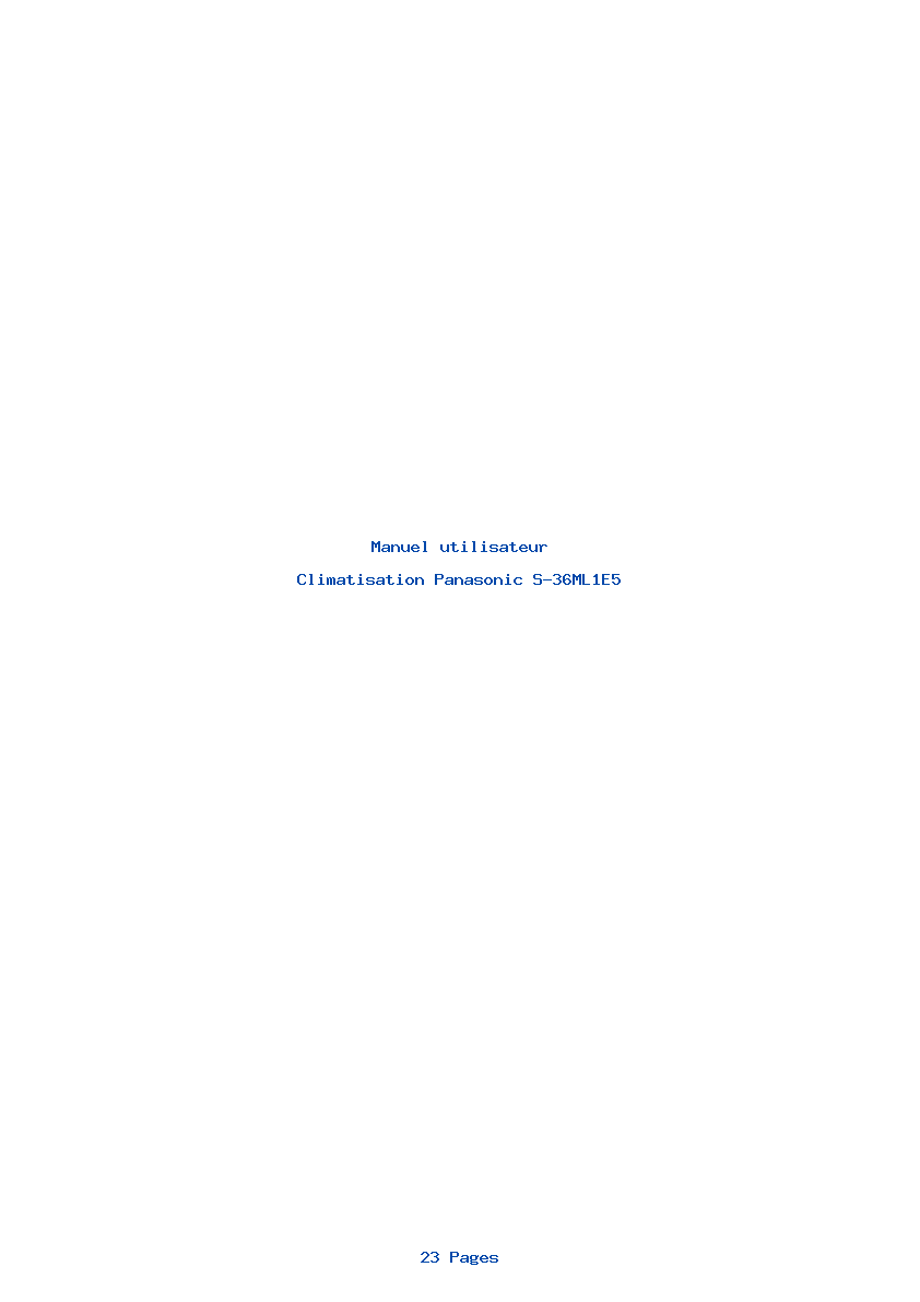 Page 1 de la notice Manuel utilisateur Panasonic S-36ML1E5
