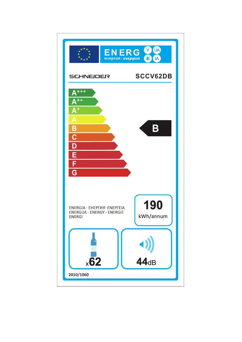 Página 1 del manual Etiqueta energética Schneider SCCV62DB