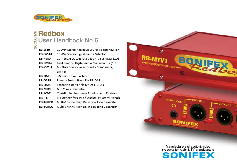 Page 1 de la notice Manuel utilisateur Sonifex Redbox RB-PMX4