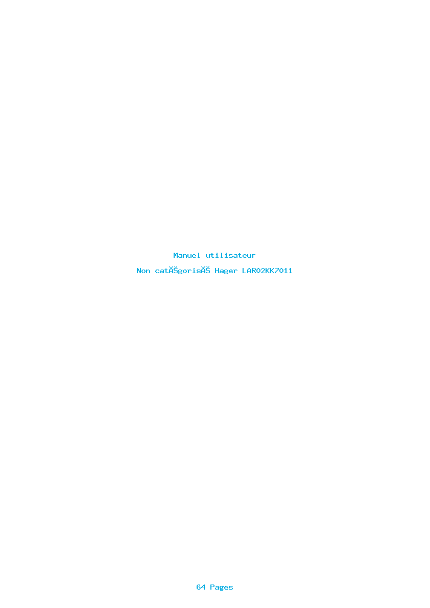 Page 1 de la notice Manuel utilisateur Hager LAR02KK7011