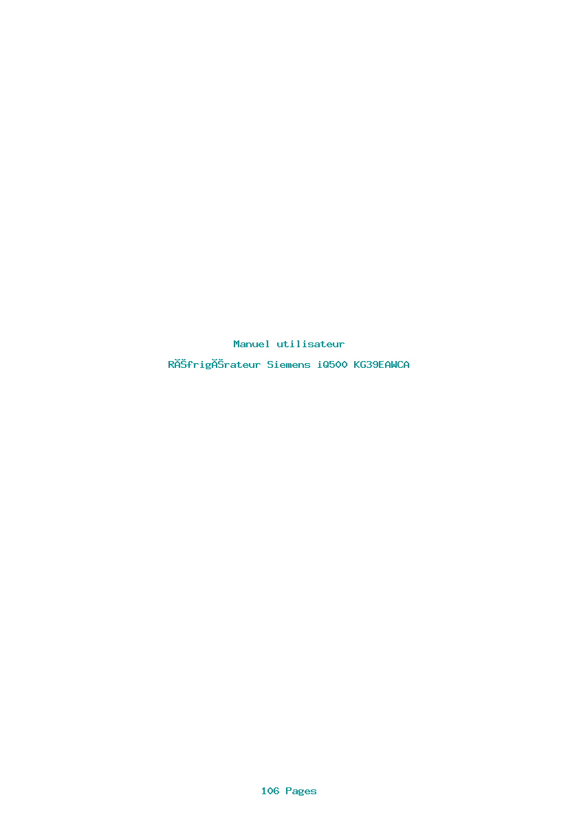 Page 1 de la notice Manuel utilisateur Siemens iQ500 KG39EAWCA