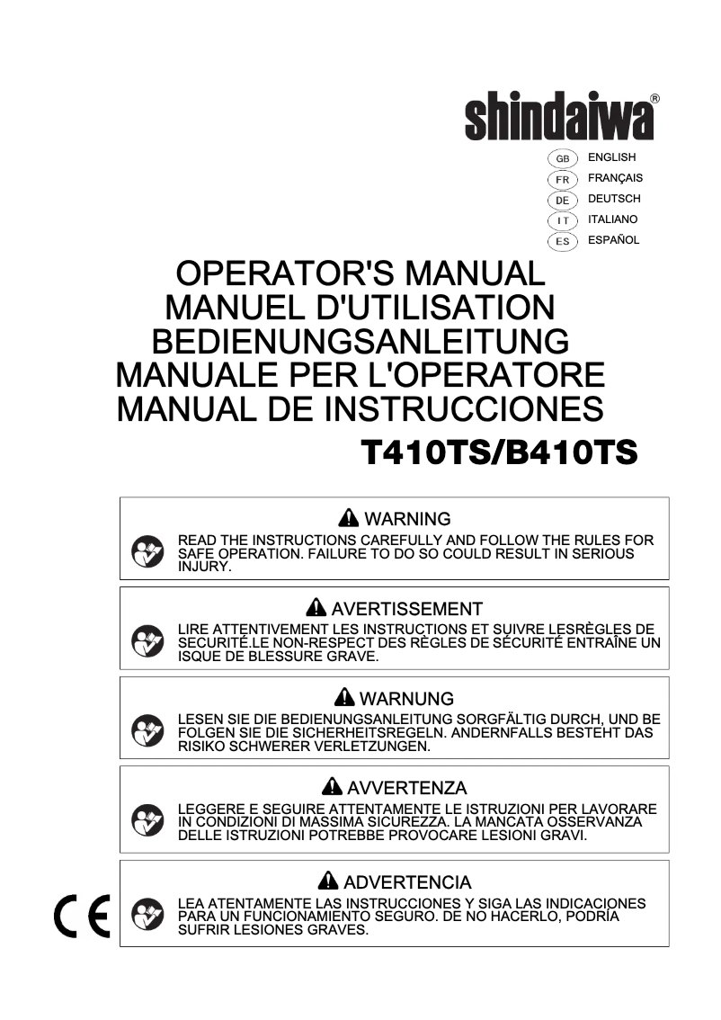 Page 1 de la notice Manuel utilisateur Shindaiwa B410TS