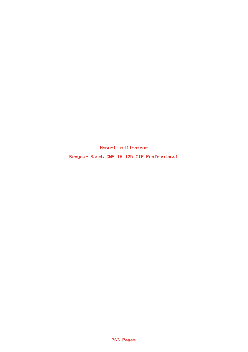 Page 1 de la notice Manuel utilisateur Bosch GWS 15-125 CIP Professional
