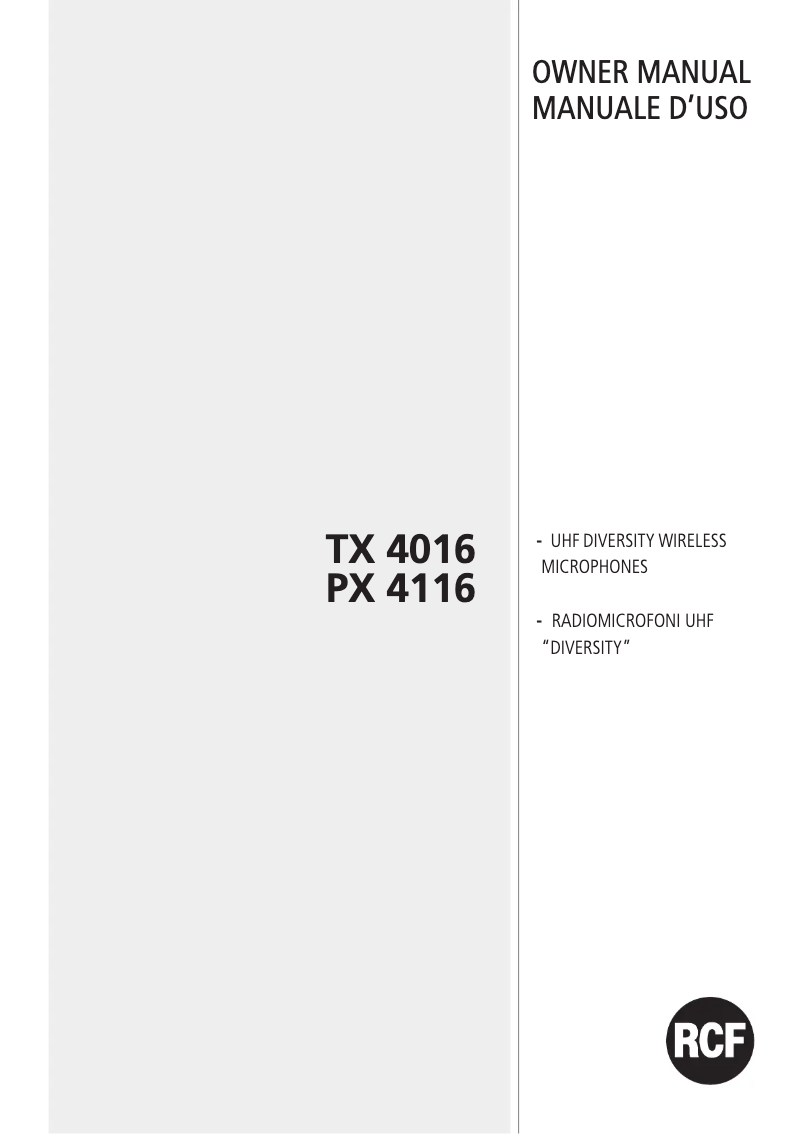 Page 1 of the manual User Manual RCF PX 4116