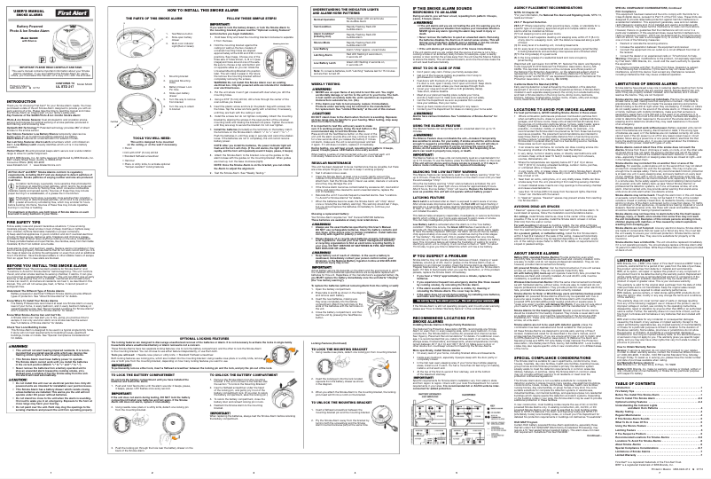 Page 1 de la notice Manuel utilisateur First Alert SA320