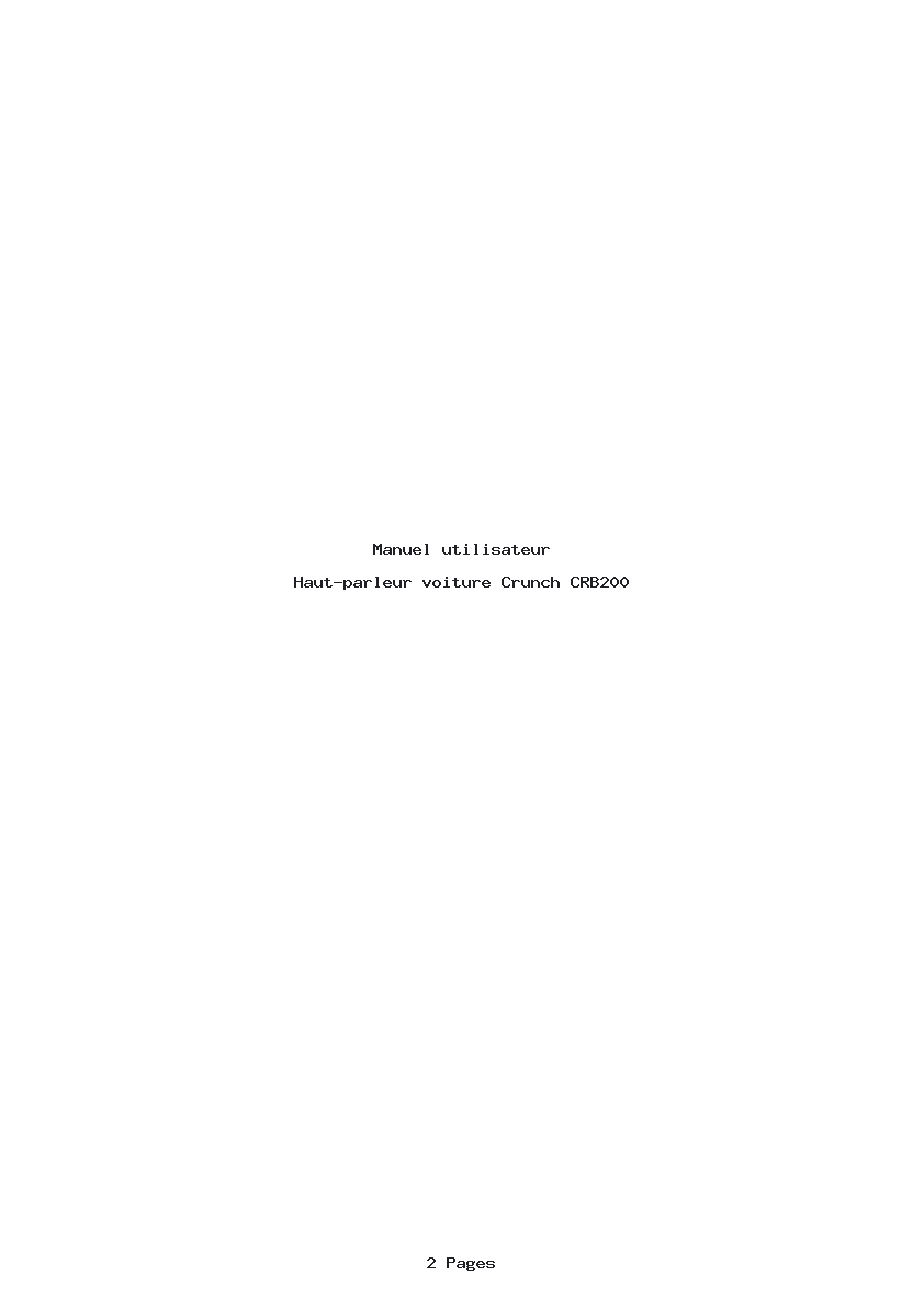 Page 1 de la notice Manuel utilisateur Crunch CRB200