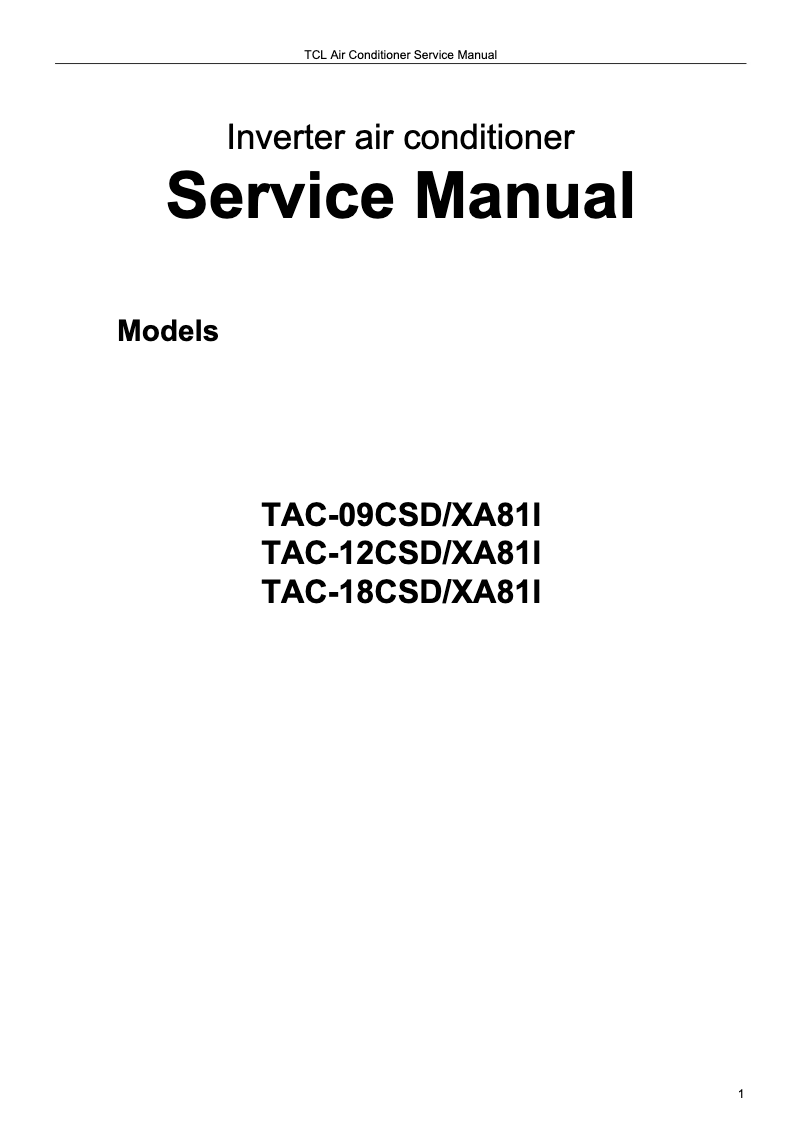 Página 1 del manual Manual de usuario TCL TAC-09CSD/XA82I