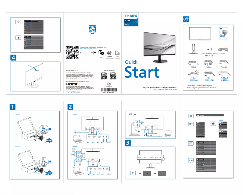 Page 1 of the manual Quick Start Guide Philips 242S9AL