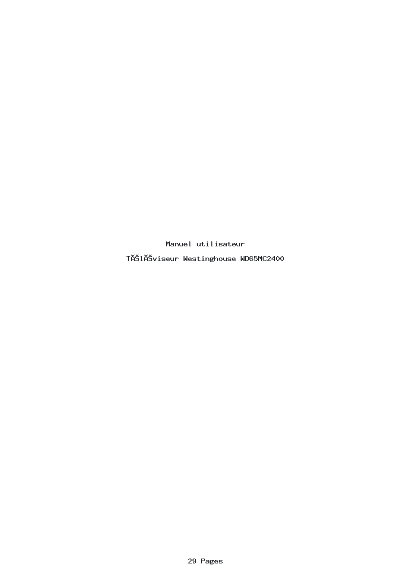 Page 1 de la notice Manuel utilisateur Westinghouse WD65MC2400
