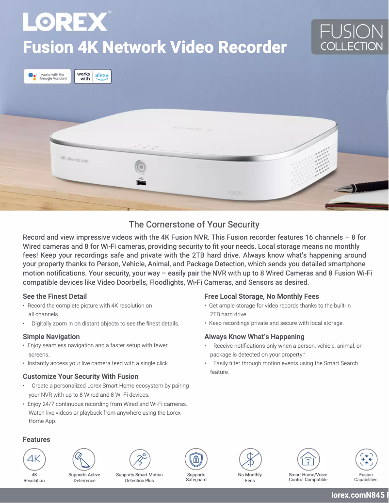 Page 1 de la notice Fiche technique Lorex N845A62-F