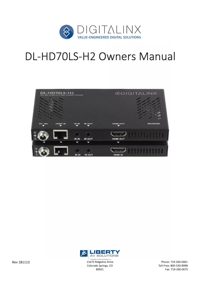 Página 1 del manual Manual de usuario Liberty DL-HD70LS-H2