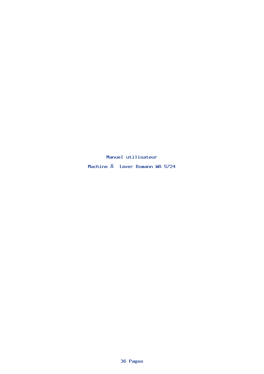 Page 1 de la notice Manuel utilisateur Bomann WA 5724