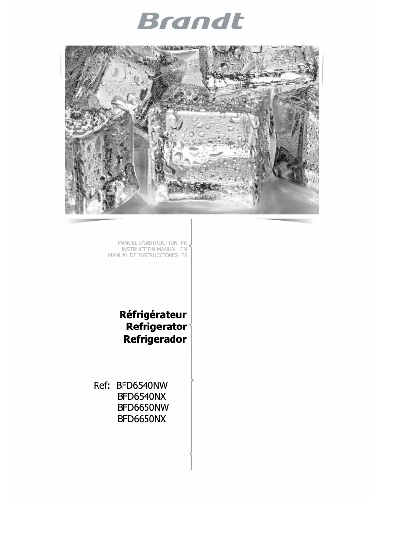 Page 1 de la notice Manuel utilisateur Brandt BFD6540NW