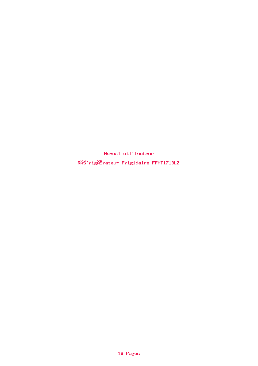 Page 1 de la notice Manuel utilisateur Frigidaire FFHT1713LZ