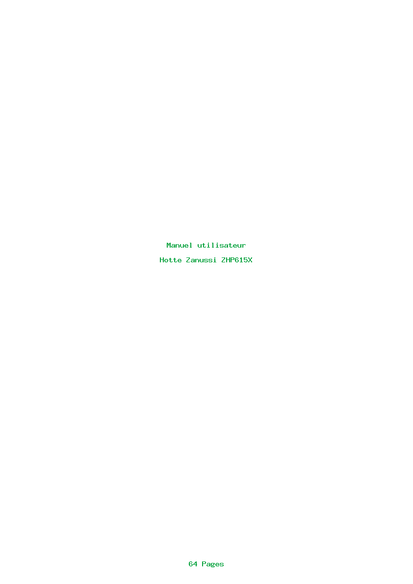 Page 1 de la notice Manuel utilisateur Zanussi ZHP615X