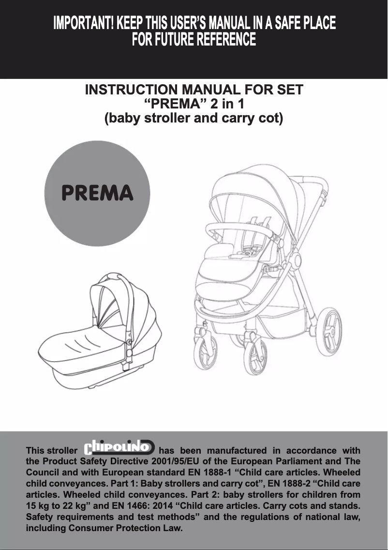 Page 1 de la notice Manuel utilisateur Chipolino Prema 3 in 1